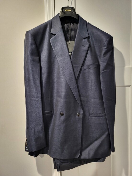 Versace Other - Versace Men's Dark Navy Double-Breasted Suit Jacket & Pants Set Size 58